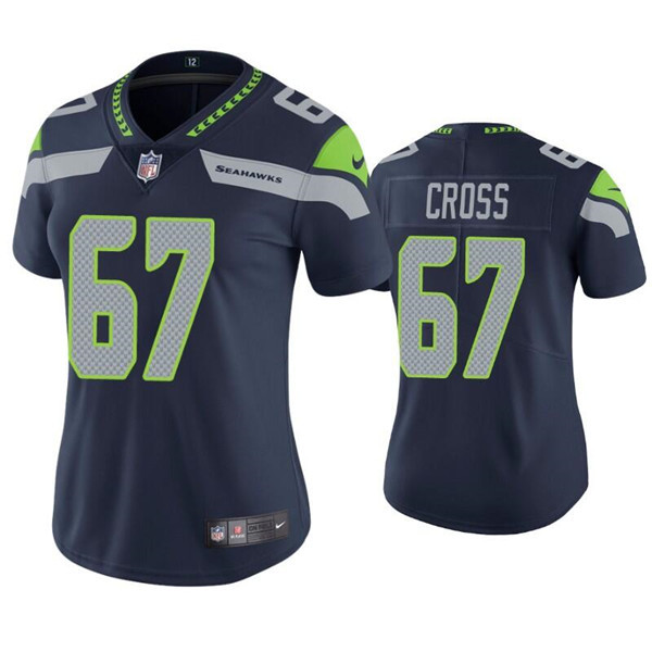 Women's Seattle Seahawks #67 Charles Cross Navy Untouchable Limited Stitched Jersey(Run Small)